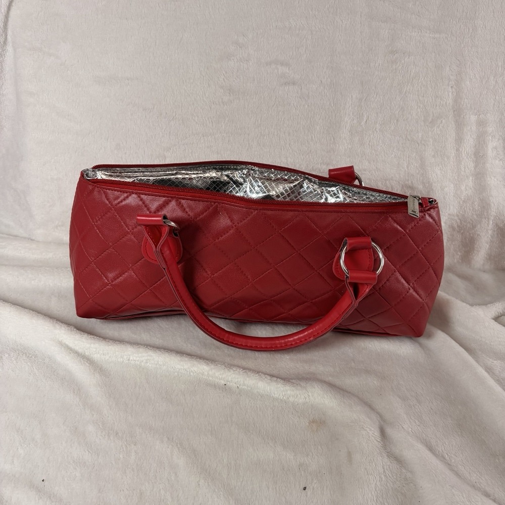 Primeware Red Quilt Insulated Wine Purse Clutch Bag Single Bottle Cooler Carrier
